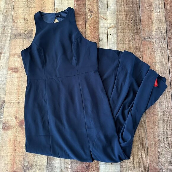Dessy Collection womens size 16R Crepe Sleeveless Dress With Open Back Midnight - Picture 1 of 7
